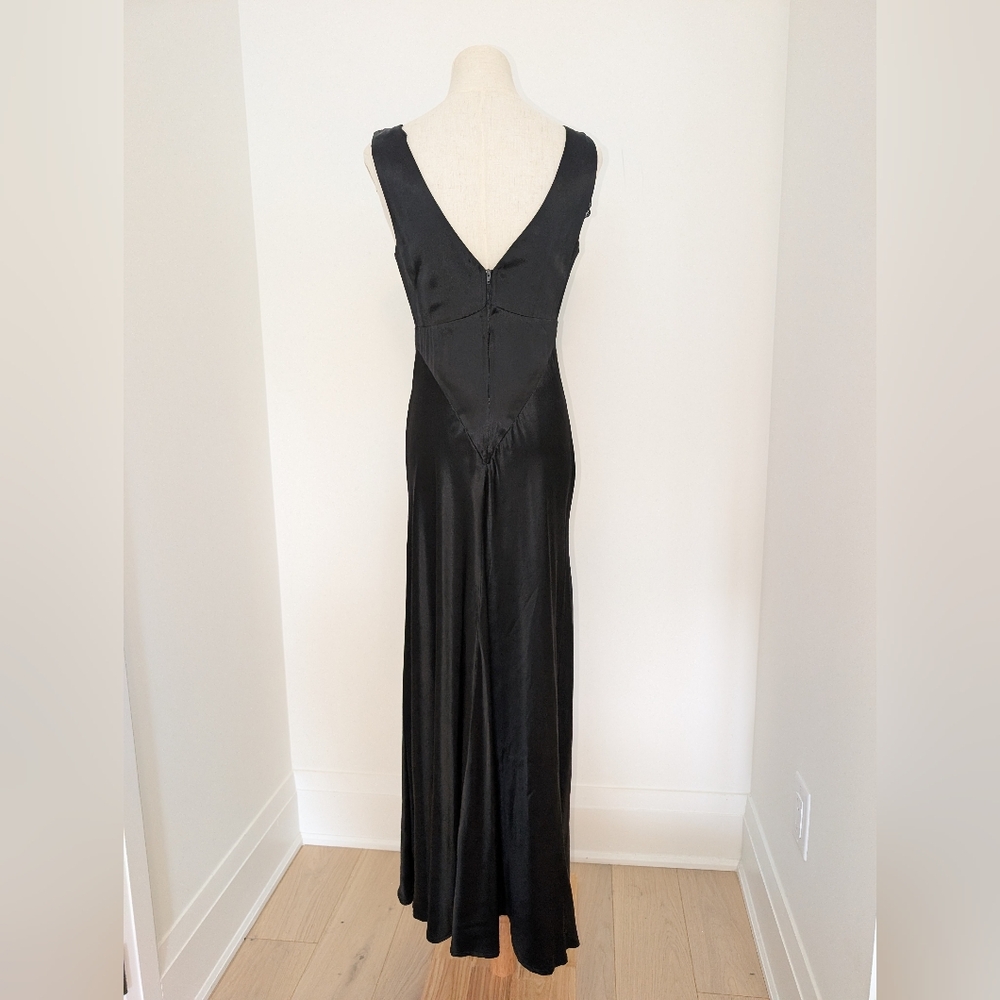 Vintage ALGO Black Satin Maxi Dress - Picture 5 of 11